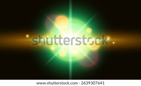 Radiant Star Explosion with Lens Flare and Bokeh Effects. Futuristic vector illustration.