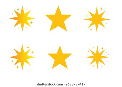 Radiant Starburst and Classic Star Icons A Collection of Golden Star Graphics for Design Projects