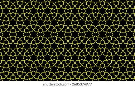 «Radiant Starfield Mosaic: A Bold and Dynamic Hexagonal Star Pattern in Neon Yellow»
