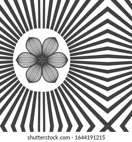 Radiant stripes pattern, flower, seamless vector background.
