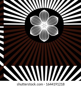 Radiant stripes pattern, flower, seamless vector background.