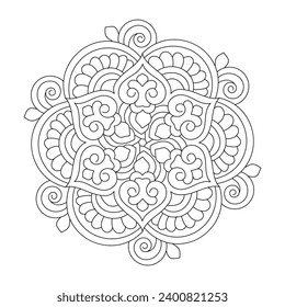 Radiant sun coloring book mandala design vector file