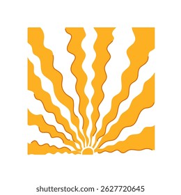 radiant sun groovy cartoon. bright solar, light summer, glow heat radiant sun groovy sign. isolated symbol vector illustration