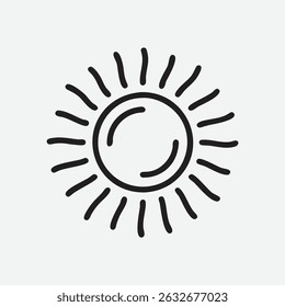 Radiant Sun Icon in Elegant Line Art Style
