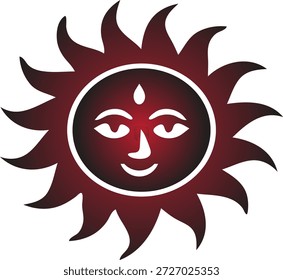 Ícone de sol radiante Uma representação estilizada de energia solar e energia com um rosto humano, perfeito para projetos de marca e design incorporando calor, luz e vitalidade