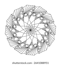 Radiant Sun Mandala template Coloring Book Page. Easy Mandala Coloring Book Pages for Adults to Relax, Experiences Give Relief. Resizeable Vector File
