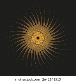 Radiant sun pattern. Abstract Vector burst. Golden light rays. Dynamic energy symbol.