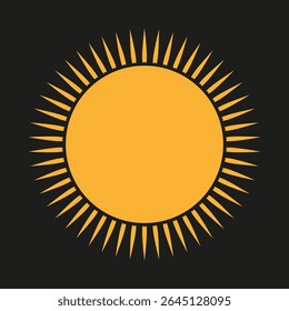 Radiant sun symbol. Golden ray burst. Vector sunshine icon. Bright solar design.