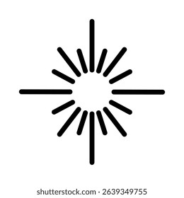 Radiant Sun Symbol with Rays, Perfect for Various Creative and Artistic Uses and Projects