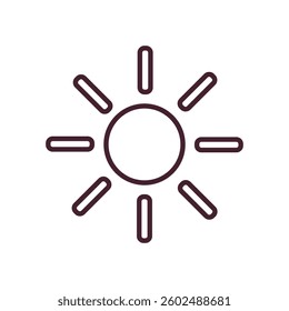 Radiant sun symbol representing warmth, energy, and daylight. Ideal for weather forecasts, climate graphics, solar energy themes, and seasonal designs.