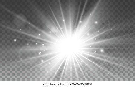 Efeito de raios solares radiantes — brilho luminoso e brilho com iluminação suave, raios de crepúsculo e brilho de fundo para iluminação natural ou sobreposições de luz de horizonte