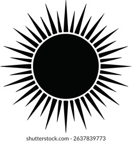 Radiant Sunburst Emblem with Bold, Symmetrical Dark Spikes
