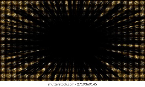 Radiante sol con textura de semitono presenta confeti brillante, rayos luminosos y partículas brillantes en un lujoso telón de fondo perfecto para celebraciones y diseños festivos.