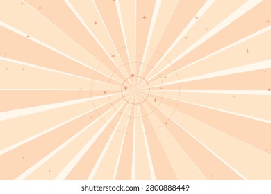 Radiant sunburst pattern with warm gradient and subtle star specks tones peach