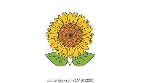 Uma Ilustração de Girassol Radiante Exibindo a Beleza e a Simplicidade da Arte Floral