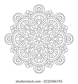 Radiant symmetry mandala coloring book, vector file, tattoo design, wall art, simple mandala art, Design for a wallpaper Paint shirt and tile Sticker Design, vector file