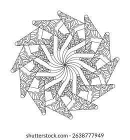 Radiant Symmetry Mandala template Coloring Book Page. Easy Mandala Coloring Book Pages for Adults to Relax, Experiences Give Relief. Resizeable Vector File