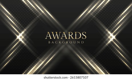 Radiant V-Shaped Golden Lights – Premium Black Background for Awards