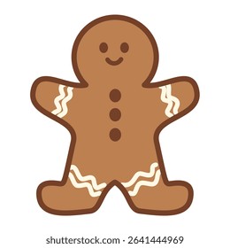 radiant white gingerbread child with decoration, holiday illustration
