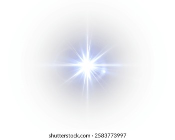 radiant white glow emanating from the center with long rays, symbolizing the sun and a powerful flash. Surrounded by shimmering particles, soft gradients blend into the background, exuding warmth