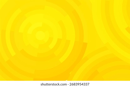 Fondo de círculos concéntricos amarillo radiante. Patrón circular de mosaico para el Diseño gráfico.

