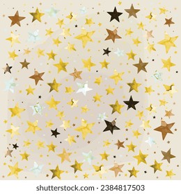 Radiate luxury: a seamless vector pattern with glittery gold stars on a warm, cozy pastel background - perfect for adding elegance and comfort to your design creations. 