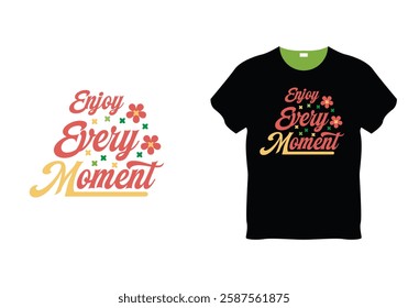 Radiate positivity with this uplifting "Enjoy Every Moment" graphic tee. The vintage-inspired design and cheerful message make it a perfect addition to your casual wardrobe.