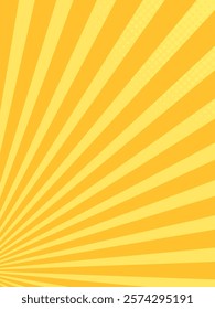 Radiating from the bottom left corner, a vibrant yellow sunburst background creates an energetic and dynamic atmosphere, perfect for adding a touch of brightness and warmth