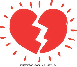 Radiating Broken Red Heart Illustration