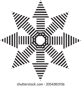Radiating from the center of the arrow. Concentric, radial. Black circular arrow. Vintage arrow Logo. Isolated on white background. Vector illustration