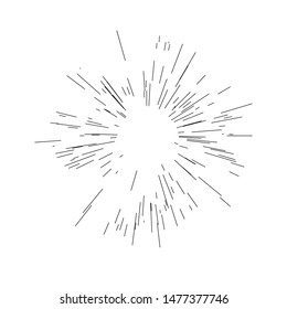 Radiating from the center of thin beams, lines. Vector illustration. Icon black on white. Design element. Dynamic style. Abstract explosion, motion lines from the middle, radiating sharp
