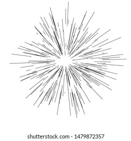 Radiating from the center of thin beams, lines. Vector illustration. Icon black on white. Design element. Dynamic style. Abstract explosion, motion lines from the middle, radiating sharp
