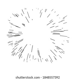 Radiando desde el centro de las vigas finas, líneas. Estilo dinámico. Explosión abstracta, líneas de movimiento de velocidad desde el medio, radiando fuerte
