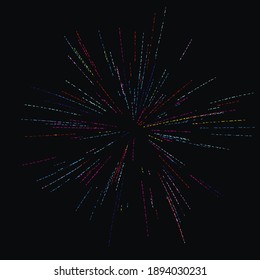 Radiating from the center of thin beams, lines. Dynamic style. Abstract explosion, speed motion lines from the middle, radiating sharp