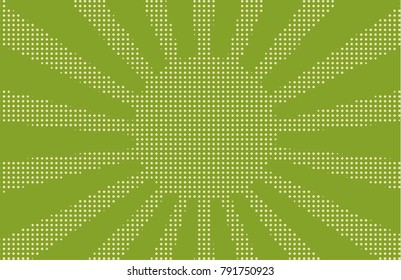 Radiating from the center of thin beams, lines. Vector illustration. Design element for logo, signs. Dynamic style. Abstract explosion, speed motion lines from the middle, radiating sharp Green color