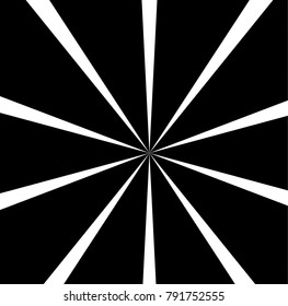 Radiating from the center of thin beams, lines. Vector illustration. Design element for logo, signs. Dynamic style. Abstract explosion, speed motion lines from the middle, radiating sharp Black, white
