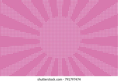 Radiating from the center of thin beams, lines. Vector illustration. Design element for logo, signs. Dynamic style. Abstract explosion, speed motion lines from the middle, radiating sharp Pink color