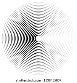 Radiating, concentric circles abstract monochrome vector graphic. Vector illustration for design your website and print