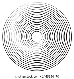 Radiating, concentric circles abstract monochrome vector graphic. Vector illustration for design your website and print