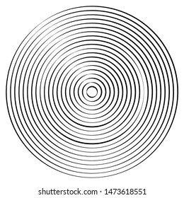 Radiating, concentric circles abstract monochrome vector graphic. Vector illustration for design your website and print