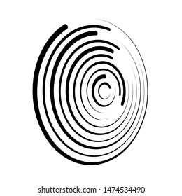 Radiating, concentric circles abstract monochrome vector graphic. Vector illustration for design your website and print