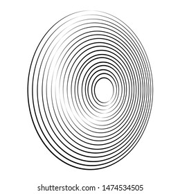 Radiating, concentric circles abstract monochrome vector graphic. Vector illustration for design your website and print