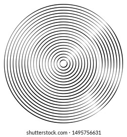 Radiating, concentric circles abstract monochrome vector graphic. Vector illustration for design your website and print