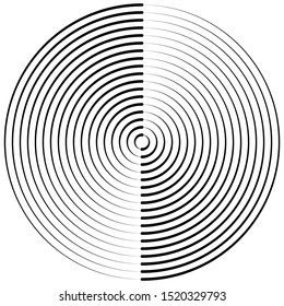 Radiating, concentric circles abstract monochrome vector graphic. Vector illustration for design your website and print