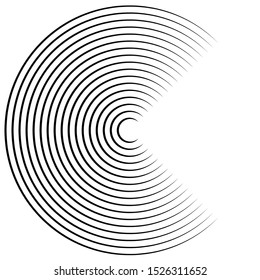 Radiating, concentric circles abstract monochrome vector graphic. Vector illustration for design your website and print