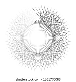 Radiating, concentric circles abstract monochrome vector graphic. Vector illustration for design your website and print