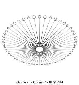 Espirografo monocromado abstracto de círculos concéntricos. Ilustración vectorial para diseñar su sitio web e imprimir