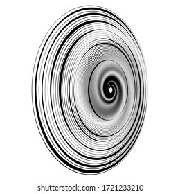 Radiating, concentric circles abstract monochrome vector graphic. Vector illustration for design your website and print