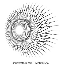 Radiating, concentric circles abstract monochrome spirograph. Vector illustration for design your website and print
