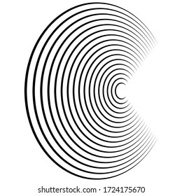Radiating, concentric circles abstract monochrome vector graphic. Vector illustration for design your website and print